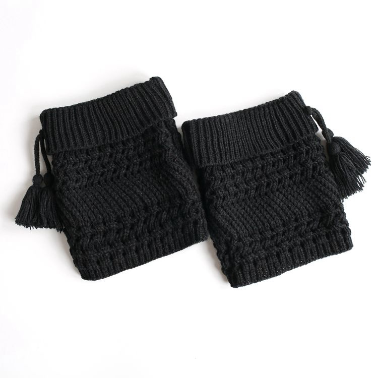 Leggings Sets Women Warm Wool Knit Boots Introversion Pick Holes Twill Tassels Head Socks